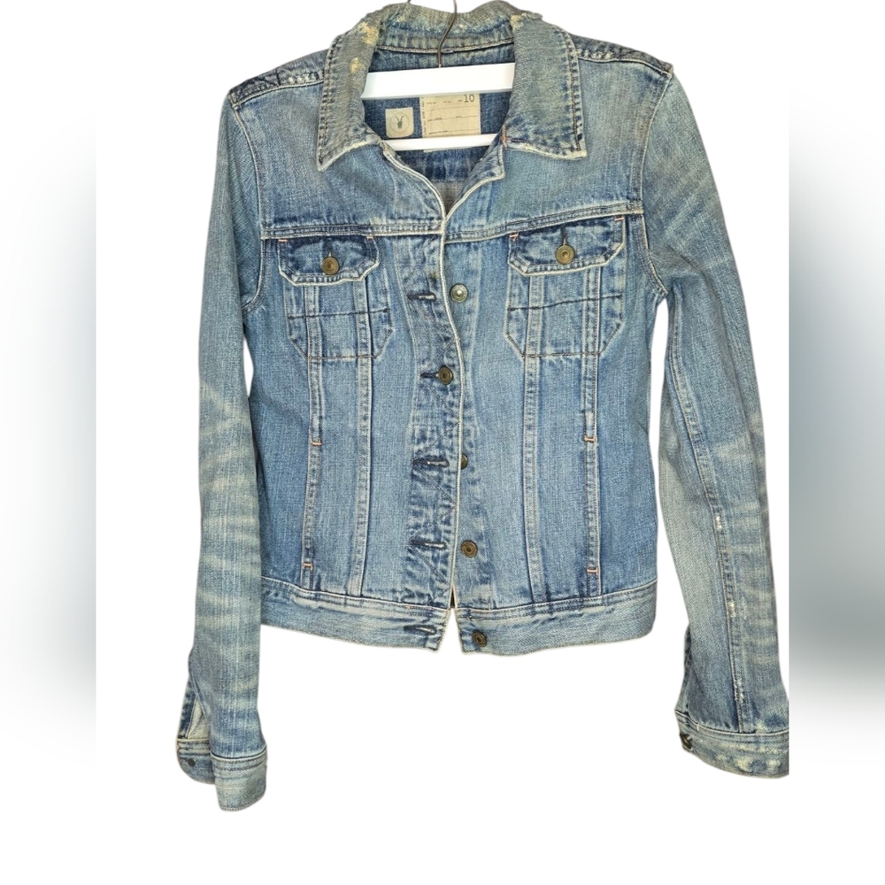 Women's Allsaints Lamara Distressed Flap Pocket Selvedge Denim Jacket (size 10) - Picture 1 of 7